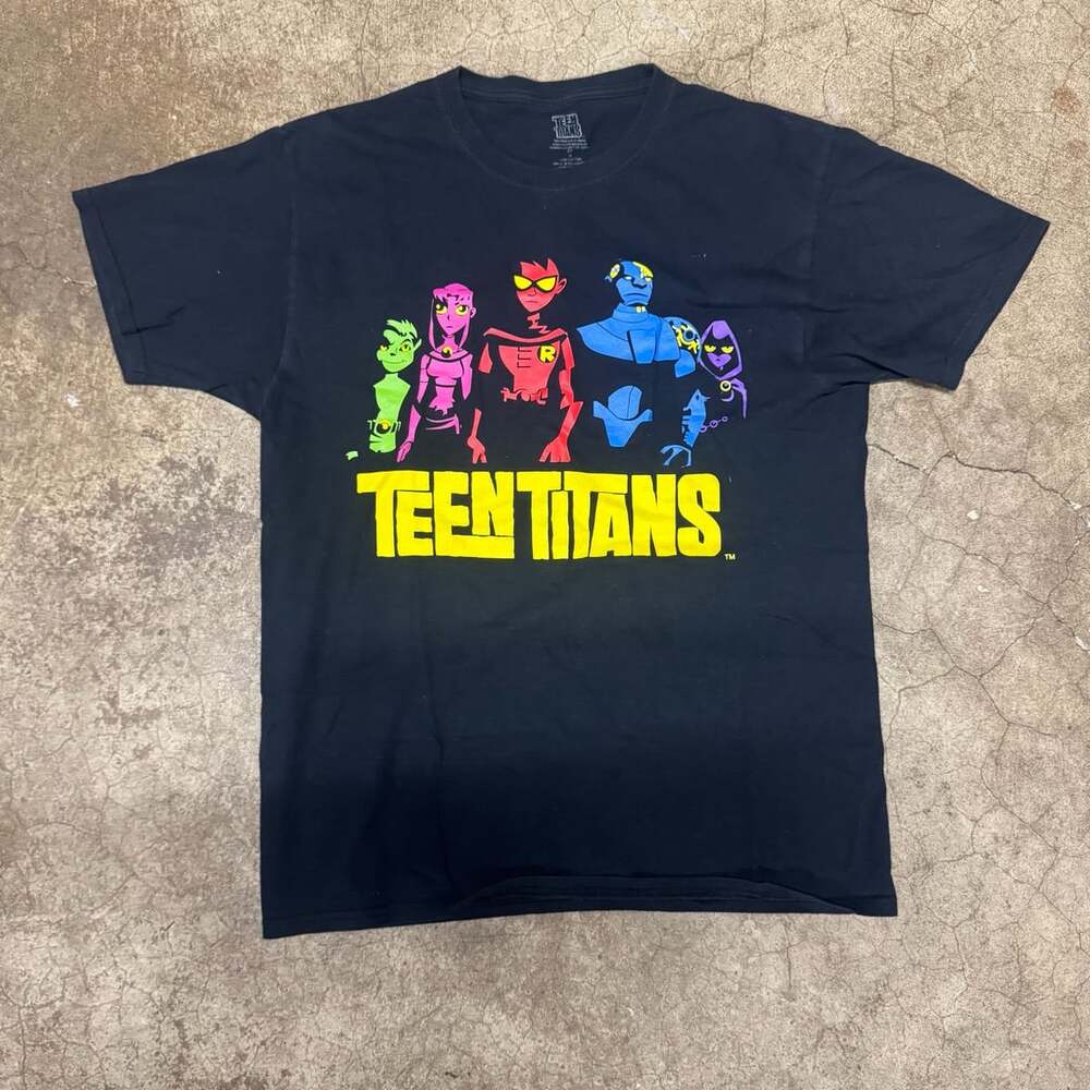 DC Comics Teen Titans Character Group Black T-Shirt Size M